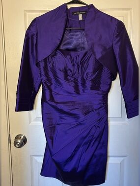 JM Collection Deep Purple Sheath Dress with Bolero Vintage